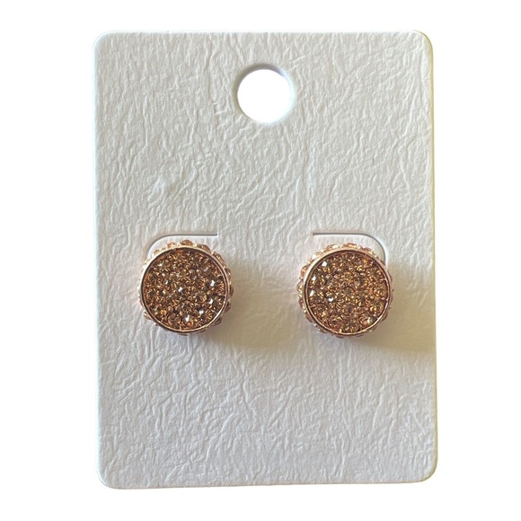 💕💕Rose Gold Plated Peach Crystal Earring - Picture 3 of 4